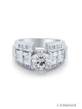 18K White Gold Brilliant Round, Baguette & Princess Cut Multi-Layer Engagement Ring (1.06 ct)